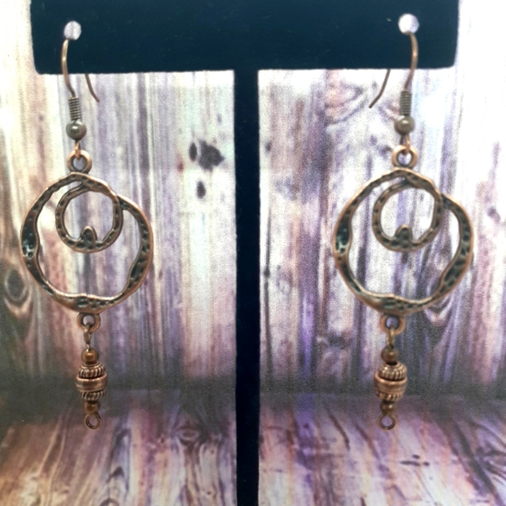 Copper dangle earrings - Picture 4 of 5